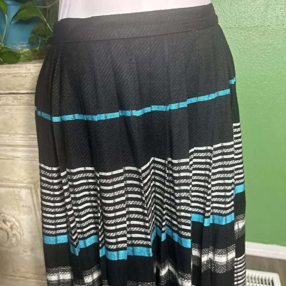 Vintage 1970s Evan Picone Pleated Maxi Skirt Sz 12 Boho Country Western